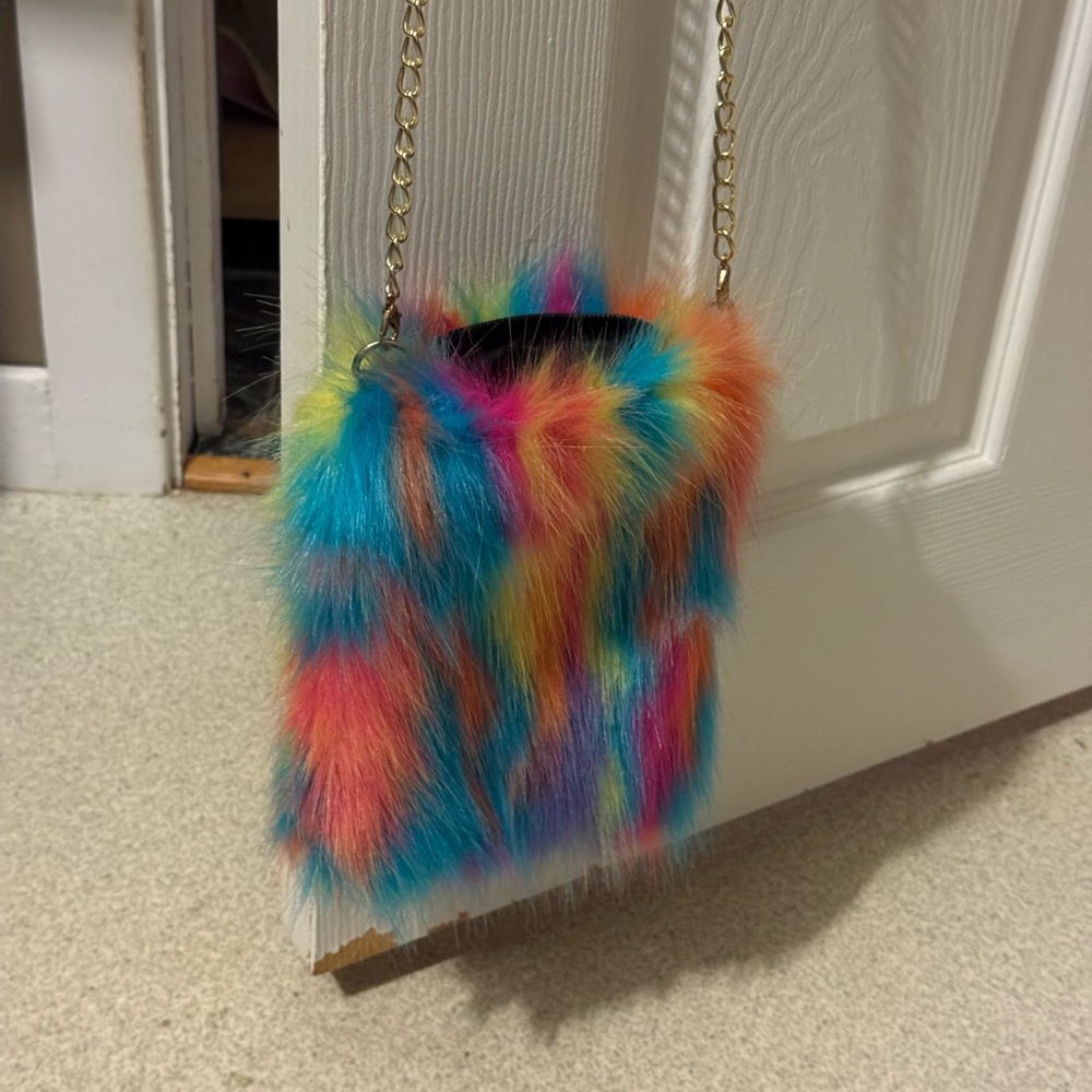 Colorful Faux Fur Crossbody Bag - Picture 1 of 3